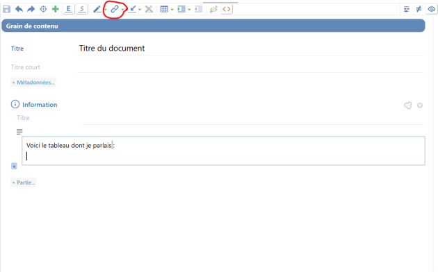 Emplacement du menu d'insertion d'une référence