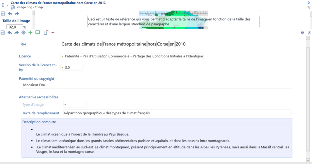 Champ « description complète » dans les métadonnées d'une image
